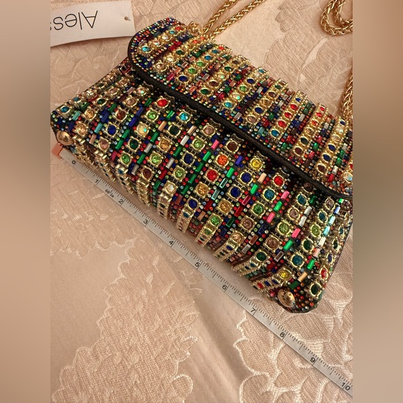 Alessi Colorful Beaded bag  with Gold Chain - Picture 6 of 10